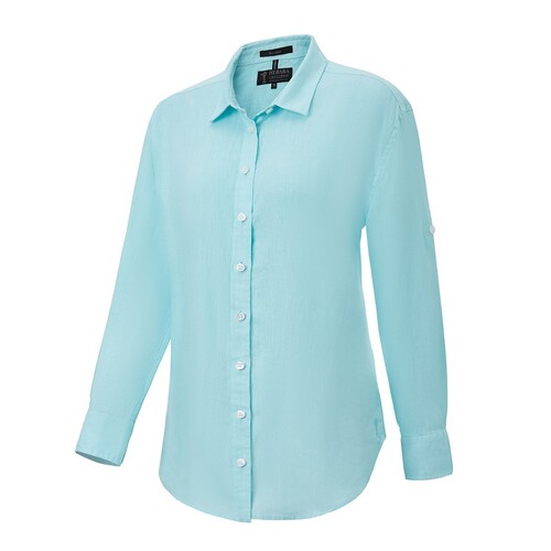 Ritemate Womens Pilbara Classic Fit Linen L/S Shirt (RMPC005) Aqua 10