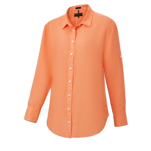 Ritemate Womens Pilbara Classic Fit Linen L/S Shirt (RMPC005) Mango 10