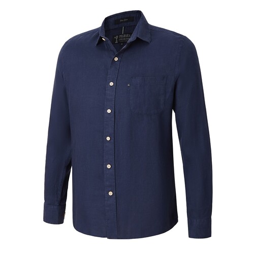 Ritemate Mens Pilbara Classic Fit Linen L/S Shirt (RMPC055) Navy M