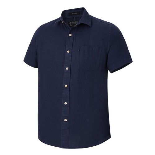 Ritemate Mens Pilbara Classic Fit Linen S/S Shirt (RMPC055S) Navy S