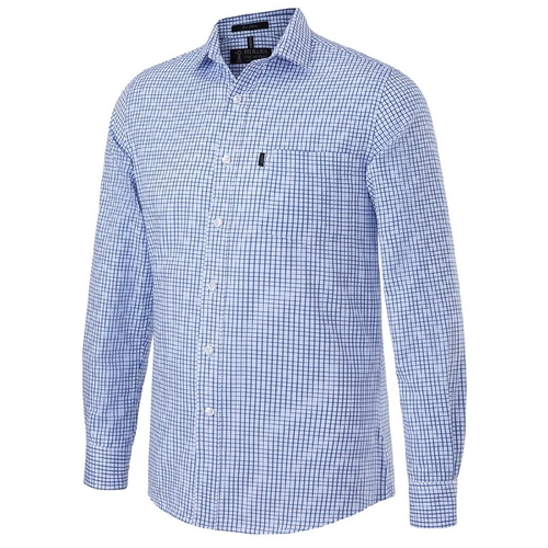 Ritemate Mens Pilbara Premium Ultra Fine Cotton L/S Shirt (RMPC114) Blue/White Check S