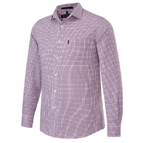 Ritemate Mens Pilbara Premium Ultra Fine Cotton L/S Shirt (RMPC114) Burgundy/White Check S