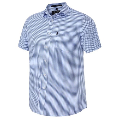 Ritemate Mens Pilbara Premium Ultra Fine Cotton S/S Shirt (RMPC114S) Blue/White Check S