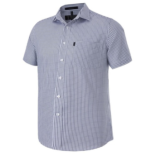 Ritemate Mens Pilbara Premium Ultra Fine Cotton S/S Shirt (RMPC114S) Navy/White Check S