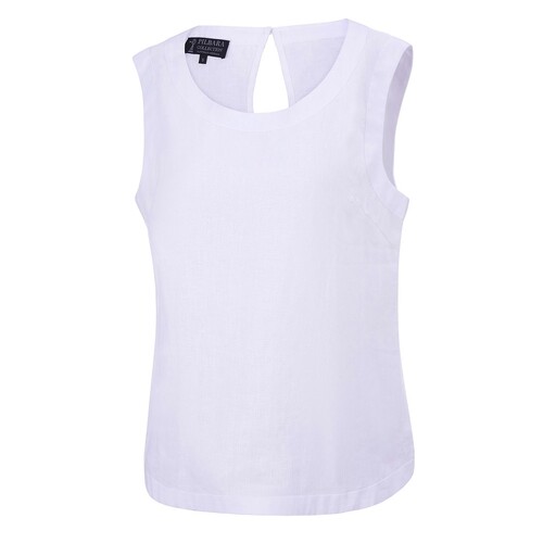 Ritemate Womens Pilbara Linen Singlet (RMPC132) White XS (6-8)