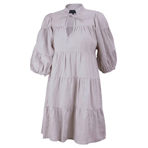 Ritemate Womens Pilbara Linen S/S Dress (RMPC133) Flax XS (6-8)