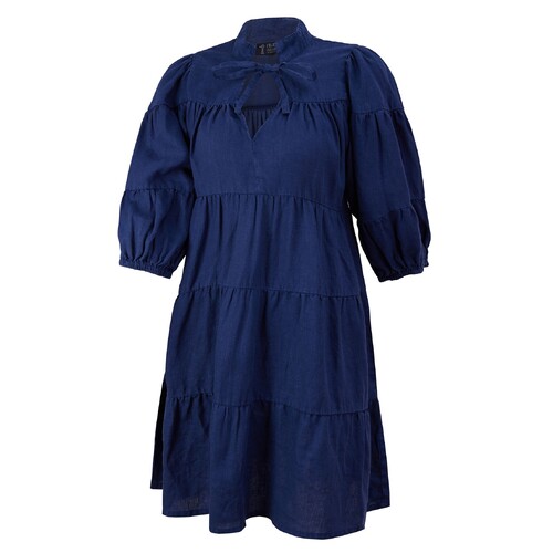 Ritemate Womens Pilbara Linen S/S Dress (RMPC133) Navy XS (6-8)