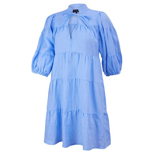 Ritemate Womens Pilbara Linen S/S Dress (RMPC133) Sky XS (6-8)