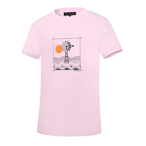 Ritemate Womens Pilbara Sunset Crew Neck S/S Tee (RMPC129) Pink 8