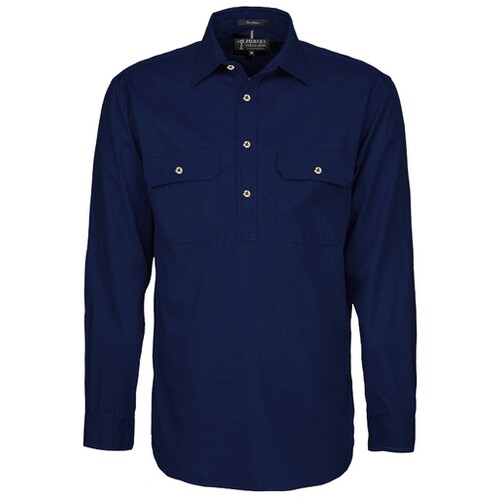 Ritemate Mens Pilbara Heavy Weight Closed Front L/S Shirt (RM800CF) French Navy XS