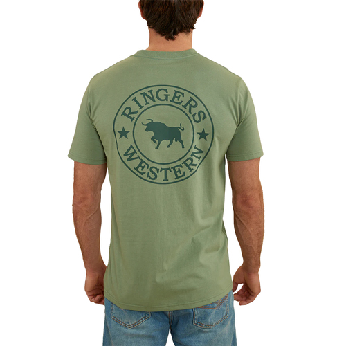 Ringers Western Mens Signature Bull Classic Fit S/S Tee (120004RW) Leaf/Pine S [GD]