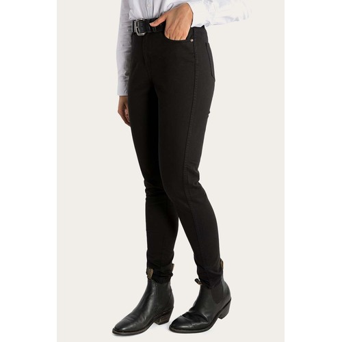 Ringers Western Womens MacKenzie 5 Pocket Stretch Drill Jeans (219207001) Black 18R [GD]