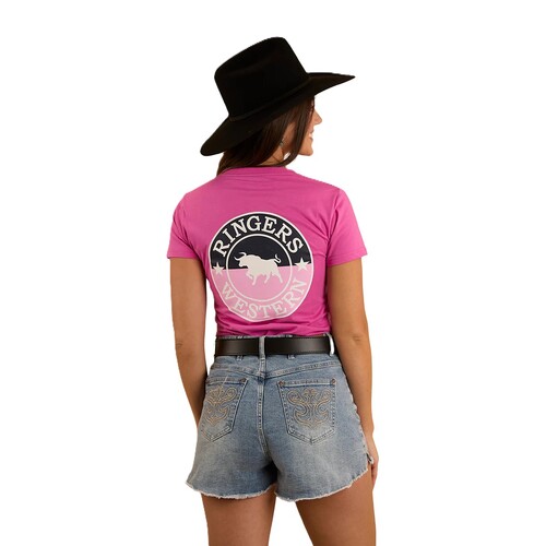 Ringers Western Womens Signature Bull Classic S/S Tee (220016RW) Candy/Split 8