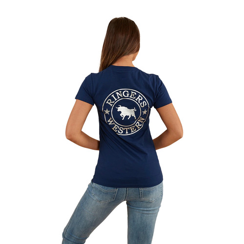 Ringers Western Womens Signature Bull Classic Fit S/S Tee (220016RW) Navy/Silver 8 [GD]