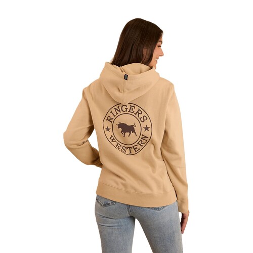 Ringers Western Womens Signature Bull Pullover Hoodie (223074RW) Dark Sand/Chocolate 6