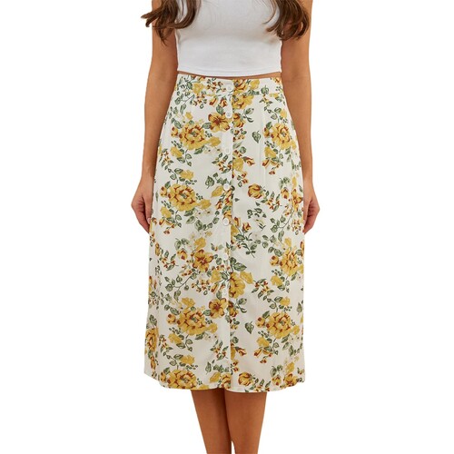 Ringers Western Womens Rosabel Midi Skirt (222138RW) White/Yellow 10 [GD]