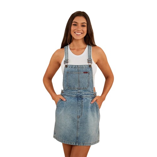 Ringers Western Womens Dream Days Pinafore (222128RW) Light Wash Blue 8 [GD]