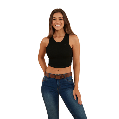 Ringers Western Womens Paige Cropped Rib Tank (220202580) Black 10 [GD]