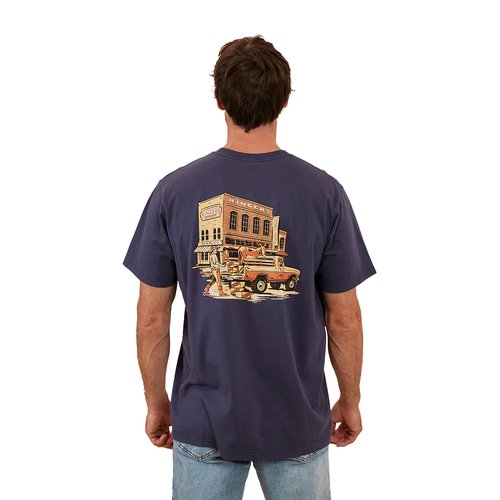 Ringers Western Mens Haulin Loose Fit S/S Tee (123029RW) Washed Navy S [GD]