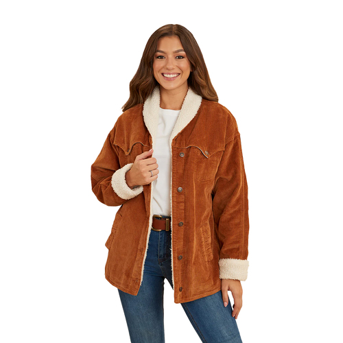 Ringers Western Womens Lacey Sherpa Jacket (223031RW) Toffee 12 [GD]