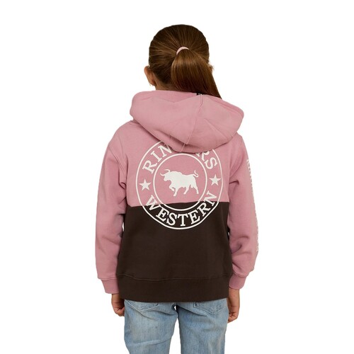 Ringers Western Childrens Signature Bull Pullover Hoodie (323007RW) Charcoal/Rosey 2