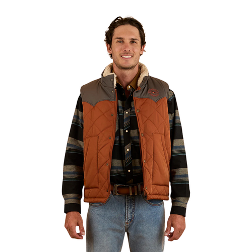 Ringers Western Mens McKinlay Puffer Vest (124058RW) Tobacco/Charcoal S