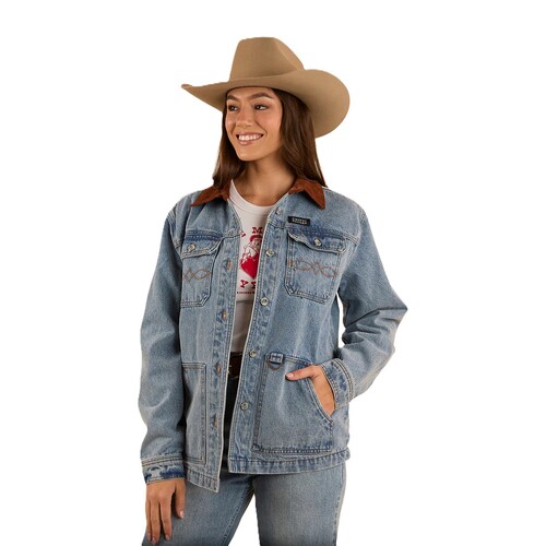 Ringers Western Womens Rosebrook L/S Overshirt (224024RW) Light Wash Blue 8