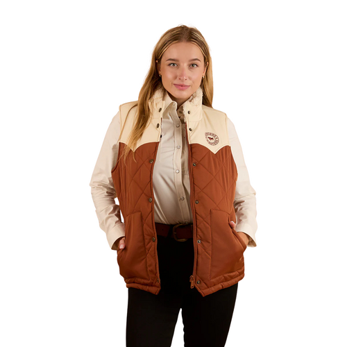 Ringers Western Womens Selwyn Puffer Vest (224061RW) Tobacco/Off White 6