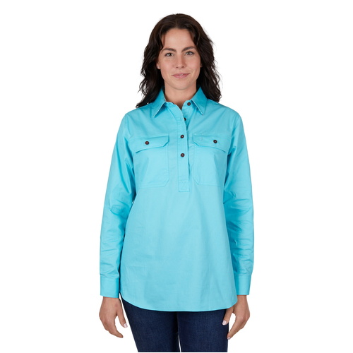 Thomas Cook Womens Light Half Button L/S Shirt (T4S2100182) Aqua 12