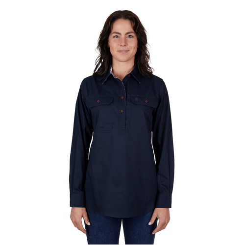 Thomas Cook Womens Light Half Button L/S Shirt (T4S2100182) Navy 8