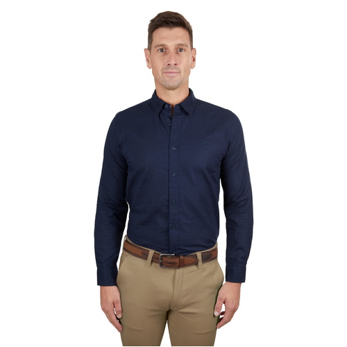 Thomas Cook Mens Linen Tailored L/S Shirt (T4S1122045) Navy S