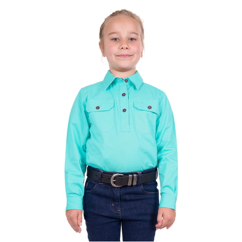 Thomas Cook Girls Light Half Button L/S Shirt (T4S7100182) Aqua 4