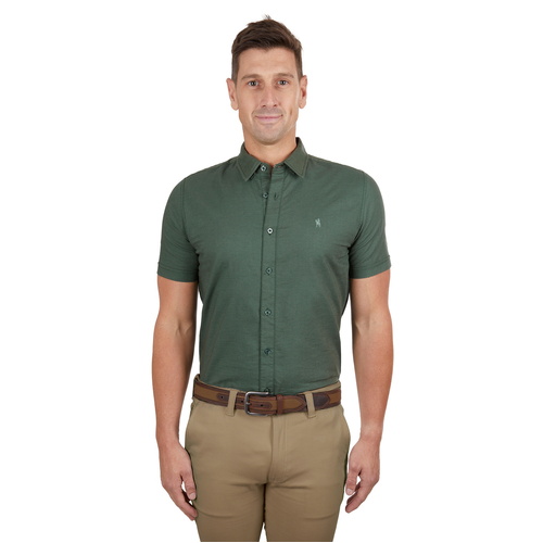 Thomas Cook Mens Linen Tailored S/S Shirt (T4S1121045) Green S