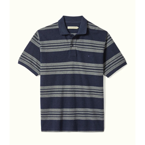 R.M.Williams Mens Rod Polo (KP210QSS101S) Navy/Grey S