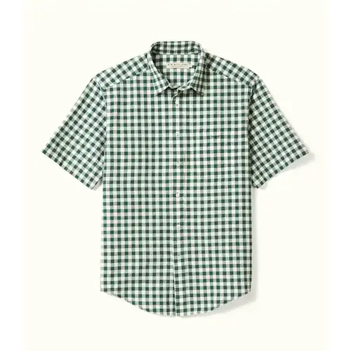 R.M.Williams Mens Classic S/S Shirt (SH211CB6501S) Green White S