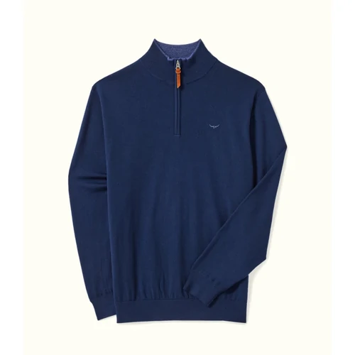 R.M.Williams Mens Ernest 1/4 Zip Merino Knit Jumper (KZ200WQ08) Navy S