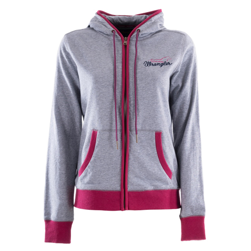 Wrangler Womens Cheryl Zip Through Hoodie (XCP2787972) Grey Marle/Fuschia 10 [SD]