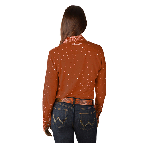 Wrangler Womens Carlise Print L/S Shirt (X3W2126957) Rust 18 [SD]