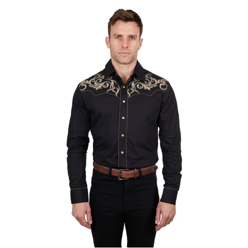 Wrangler Mens Adam Embroidered L/S Shirt (X4S1113162) Black M