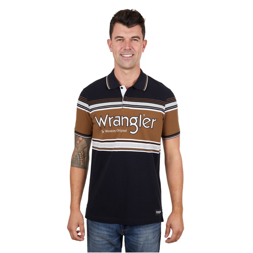 Wrangler Mens Kane S/S Polo (X4S1566183) Black/Tan S