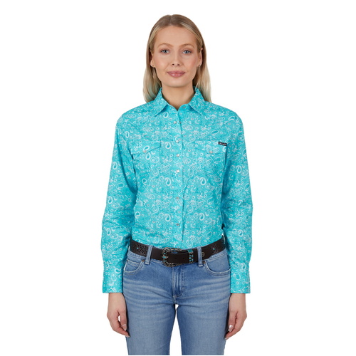 Wrangler Womens Gabby L/S Shirt (X4S2127129) Aqua 10