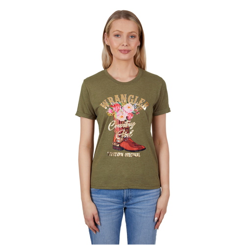 Wrangler Womens Macy S/S Tee (X4S2598149) Khaki Marle 8