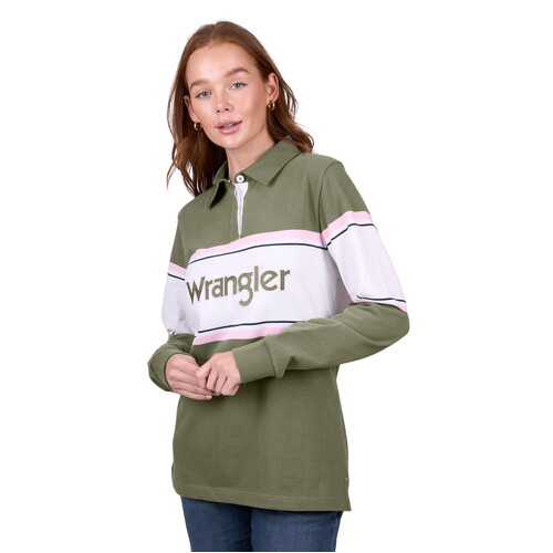 Wrangler Women Eliza Rugby (X5W2577299) Olive/White 8