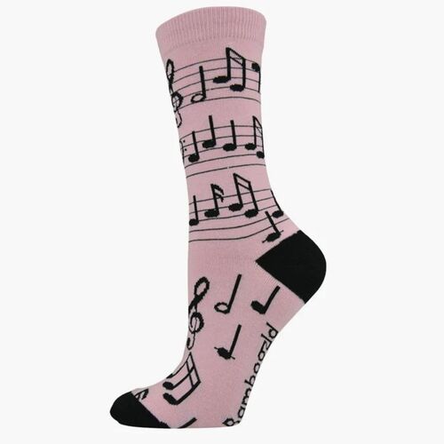 Bamboozld Socks Womens Musical Notes Bamboo Socks (BBS18MUSICW) Pink 2-8