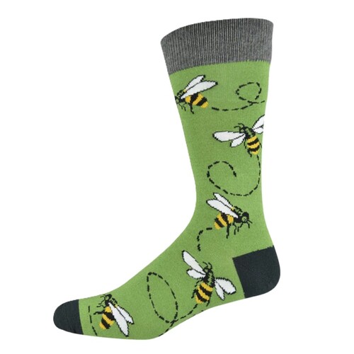 Bamboozld Socks Mens Buzzing Bee Bamboo Socks (BBW19BUZR) Green 7-11