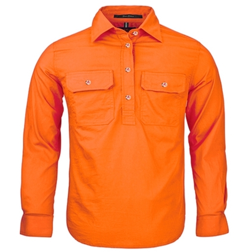 Ritemate Childrens Pilbara Closed Front Shirt (RM400CF) Tangerine 1-2