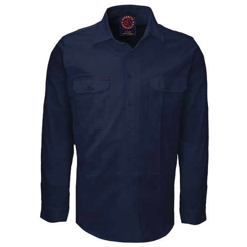 Ritemate Mens Open Front Heavy Weight L/S Work Shirt (RM1000) Navy L