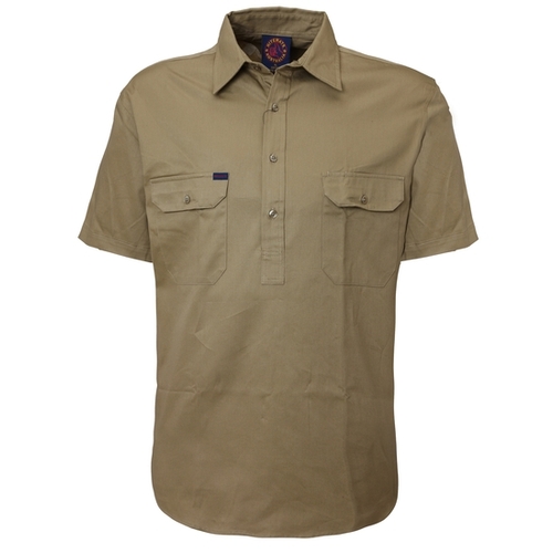 Ritemate Mens Closed Front Heavy Weight S/S Work Shirt (RM100CFS) Khaki M