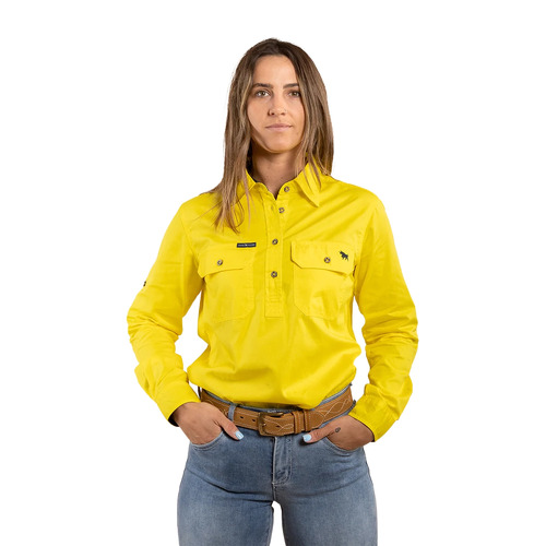 Ringers Western Womens Pentecost River Half Button Work Shirt (171210002) Lemon 10 [SD]