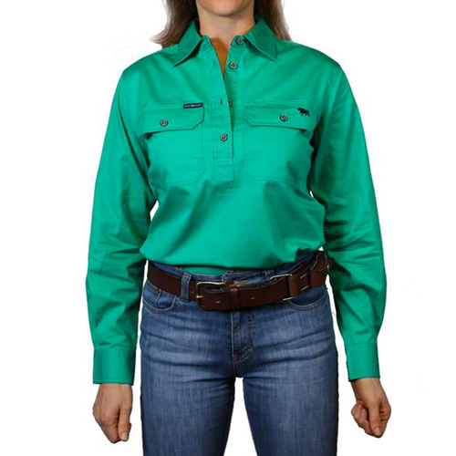 Ringers Western Womens Pentecost River Half Button Work Shirt (171210002) Green 18 [GD]